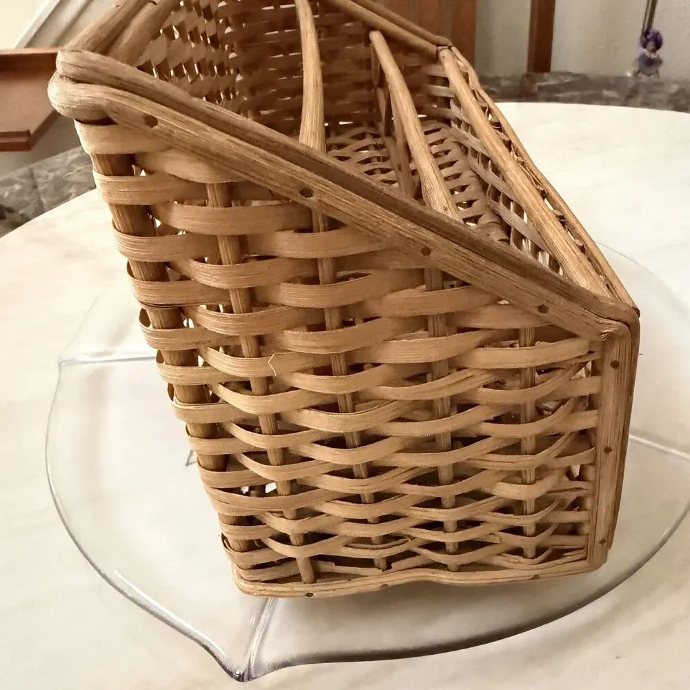Vintage Wicker Rattan Divided Storage Basket Organizer Mail Utensil Holder 11”